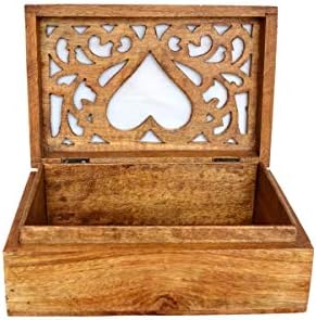 קופסת תכשיטים מעץ בעבודת יד לנשים גברים בגודל 9X6 אינץ 'מגולף צורה | מחזיק מפית מעצבים | קופסאות